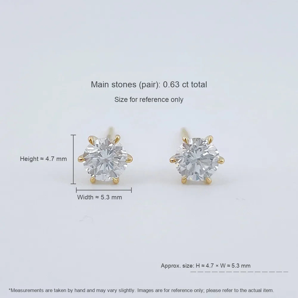 0.66 ctw Celestial Six-Prong Round-Cut Lab-Grown Diamond Earrings in 18K Yellow Gold