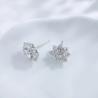 1.03 ctw Floral Four-Prong Round-Cut Lab-Grown Diamond Earrings in PT950 Platinum