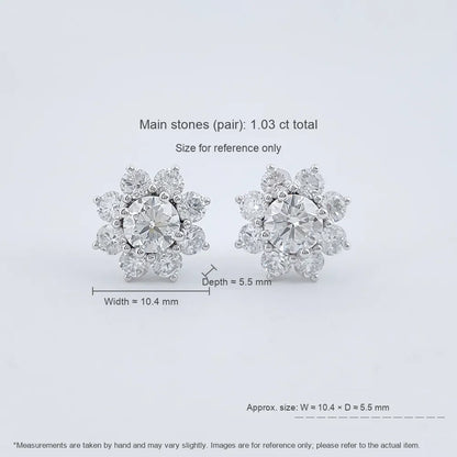 1.03 ctw Floral Four-Prong Round-Cut Lab-Grown Diamond Earrings in PT950 Platinum