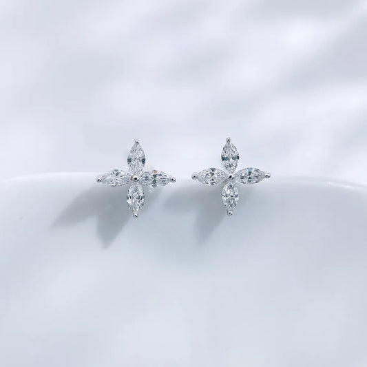 0.2 ctw Botanical Marquise-Cut Lab-Grown Diamond Earrings in 18K White Gold
