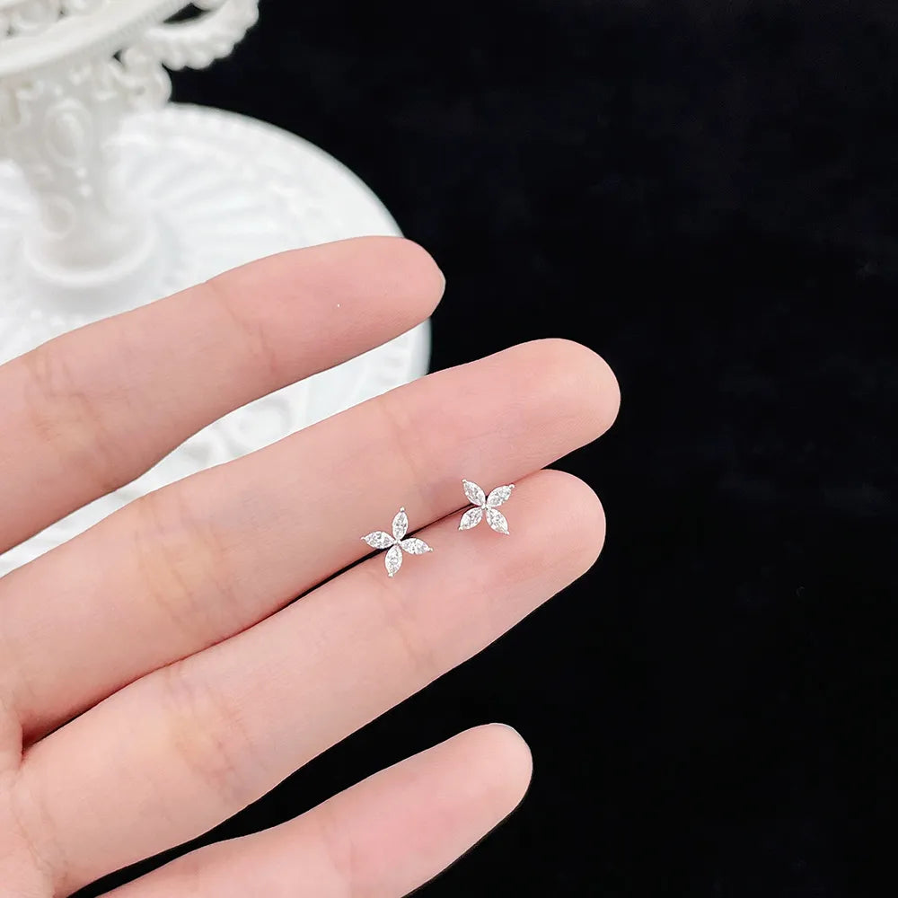 0.2 ctw Botanical Marquise-Cut Lab-Grown Diamond Earrings in 18K White Gold