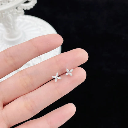 0.2 ctw Botanical Marquise-Cut Lab-Grown Diamond Earrings in 18K White Gold