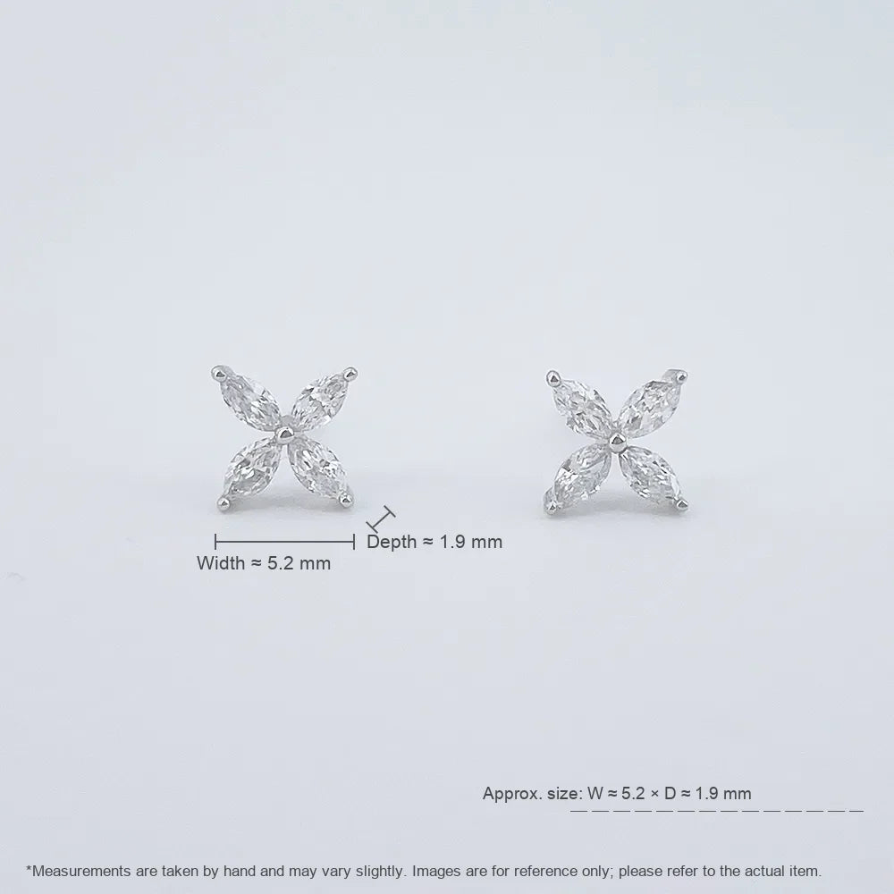 0.2 ctw Botanical Marquise-Cut Lab-Grown Diamond Earrings in 18K White Gold