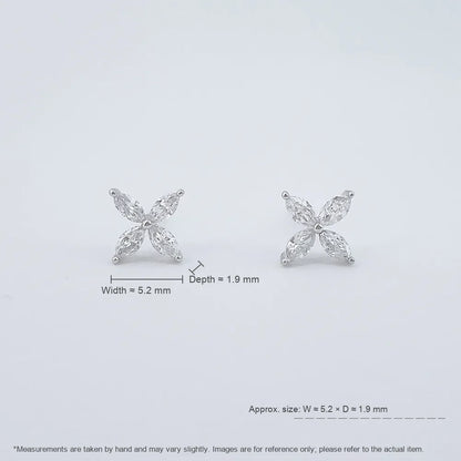 0.2 ctw Botanical Marquise-Cut Lab-Grown Diamond Earrings in 18K White Gold