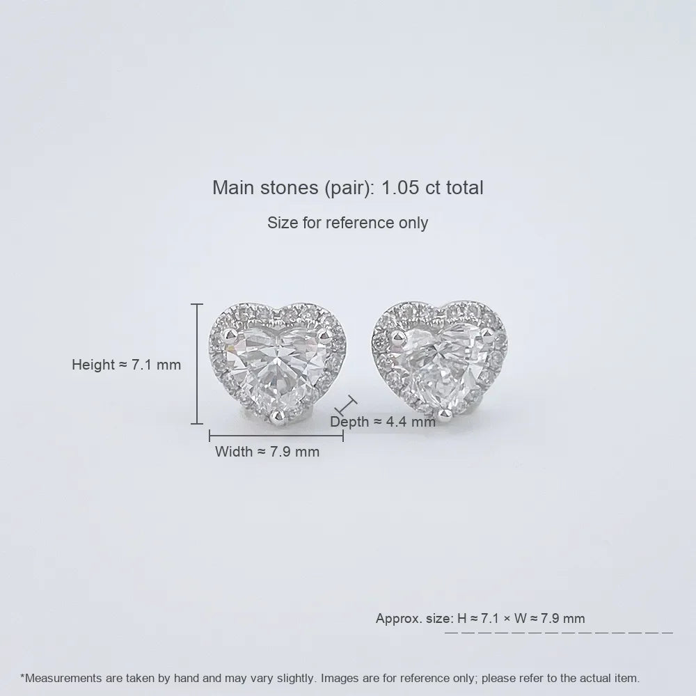 1.02 ctw Celestial Three-Prong Heart-Cut Lab-Grown Diamond Earrings in PT950 Platinum