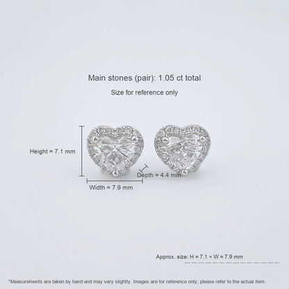 1.02 ctw Celestial Three-Prong Heart-Cut Lab-Grown Diamond Earrings in PT950 Platinum