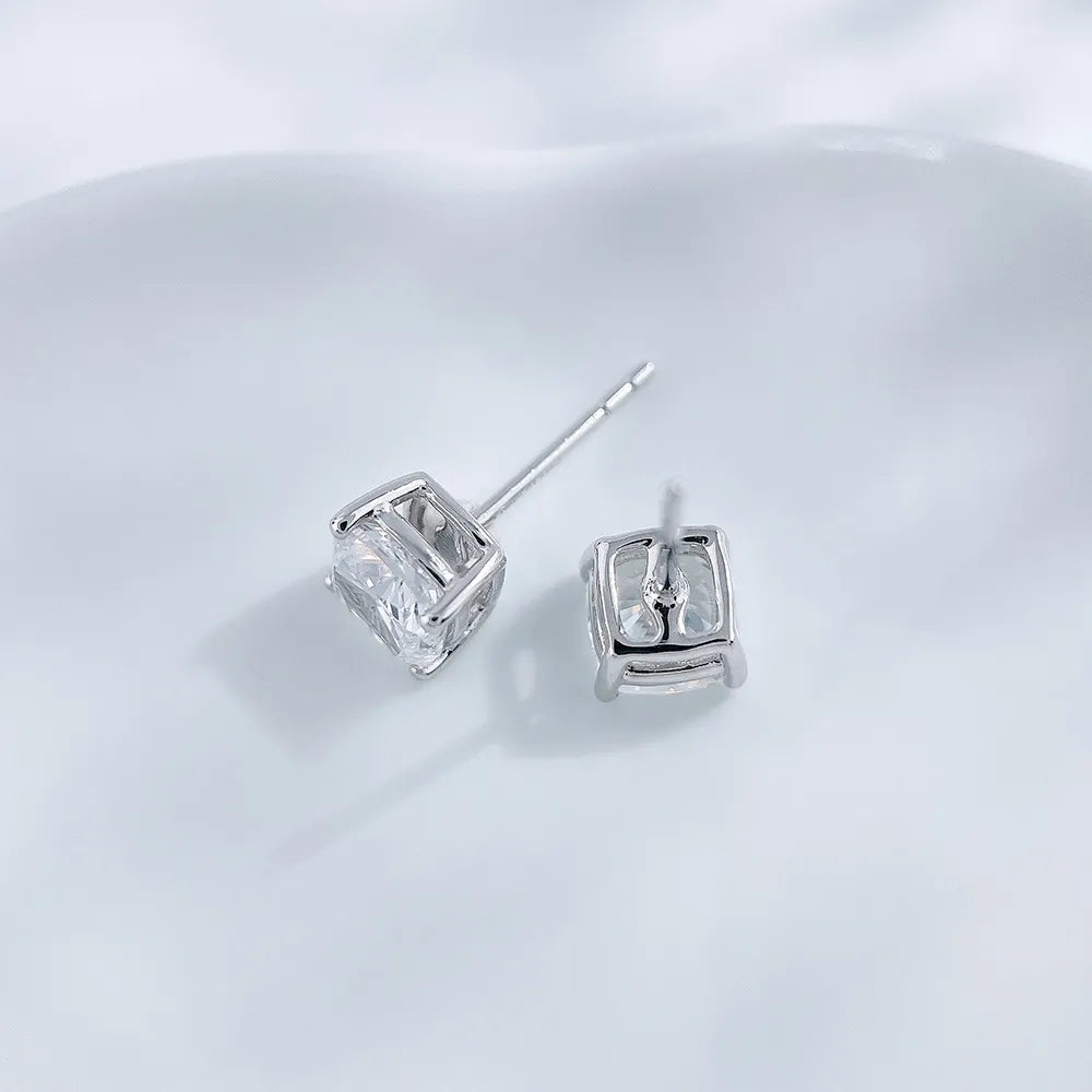 2.04 ctw Minimalist Four-Prong Princess-Cut Lab-Grown Diamond Earrings in PT950 Platinum
