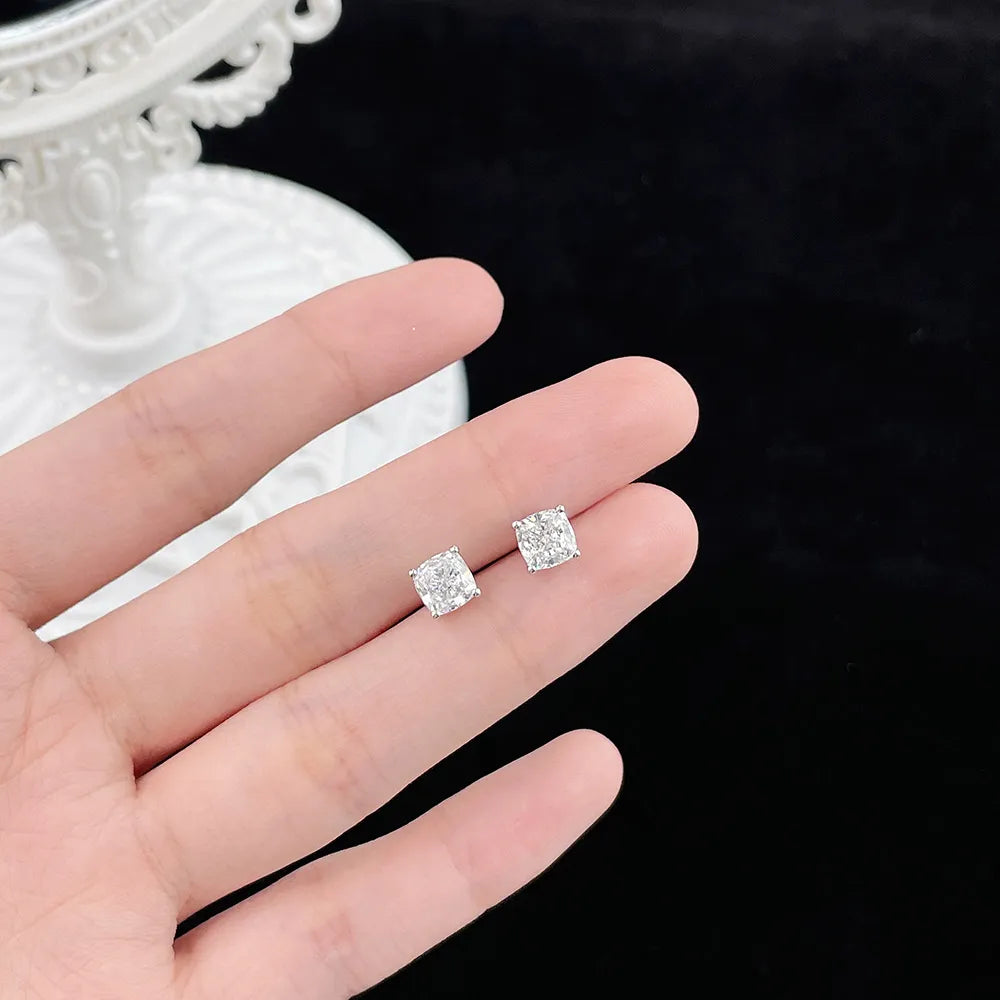 2.04 ctw Minimalist Four-Prong Princess-Cut Lab-Grown Diamond Earrings in PT950 Platinum
