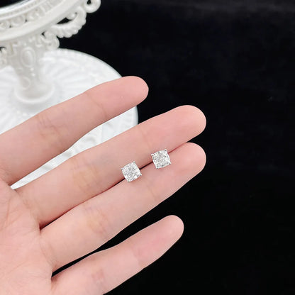 2.04 ctw Minimalist Four-Prong Princess-Cut Lab-Grown Diamond Earrings in PT950 Platinum