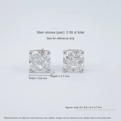 2.04 ctw Minimalist Four-Prong Princess-Cut Lab-Grown Diamond Earrings in PT950 Platinum