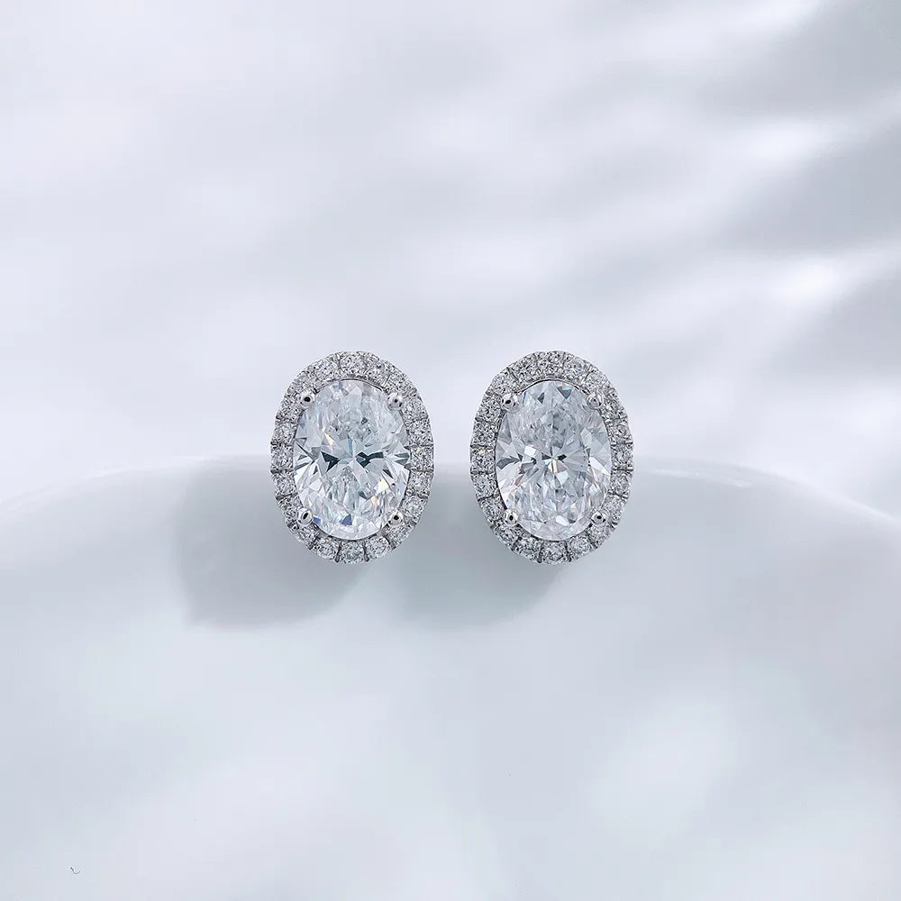 1.15 ctw Celestial Four-Prong Oval-Cut Lab-Grown Diamond Stud Earrings in PT950 Platinum