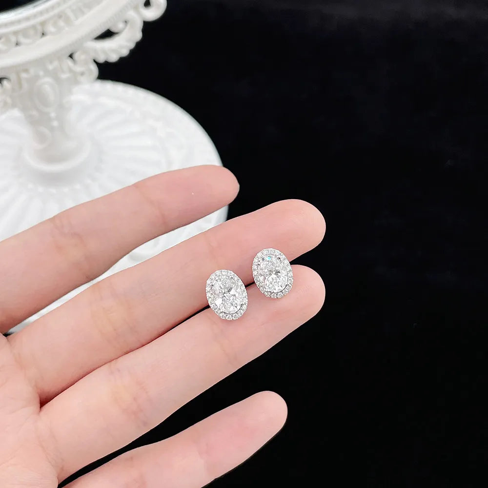 1.15 ctw Celestial Four-Prong Oval-Cut Lab-Grown Diamond Stud Earrings in PT950 Platinum