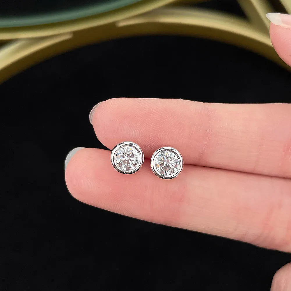 1.03 ctw Celestial Round-Cut Lab-Grown Diamond Earrings in 18K White Gold