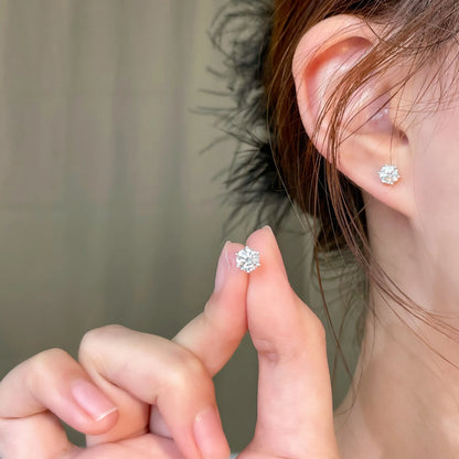 1.09 ctw Minimalist Six-Prong Round-Cut Lab-Grown Diamond Earrings in 18K White Gold