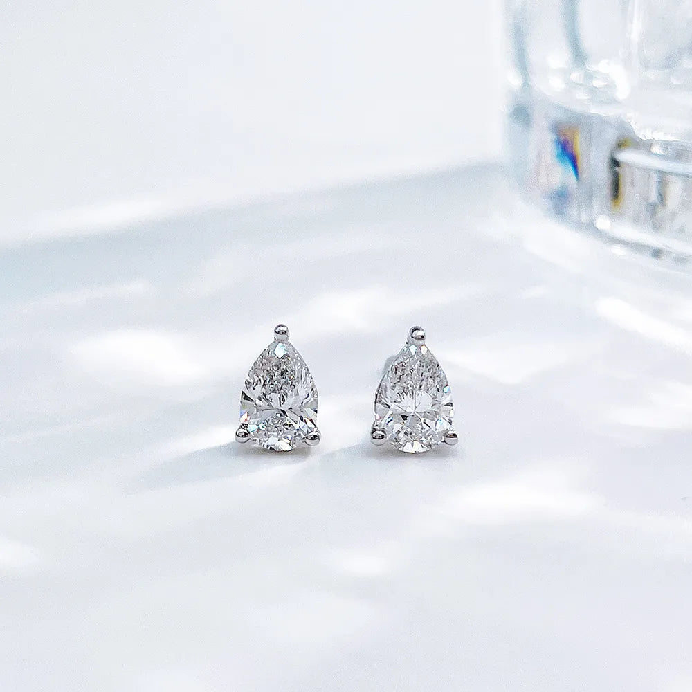 0.67 ctw Minimalist Three-Prong Pear-Cut Lab-Grown Diamond Drop Earrings in PT950 Platinum