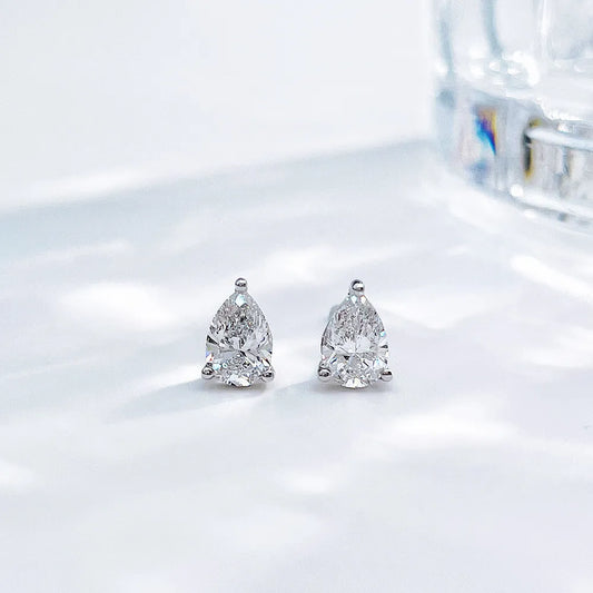 0.67 ctw Minimalist Three-Prong Pear-Cut Lab-Grown Diamond Drop Earrings in PT950 Platinum