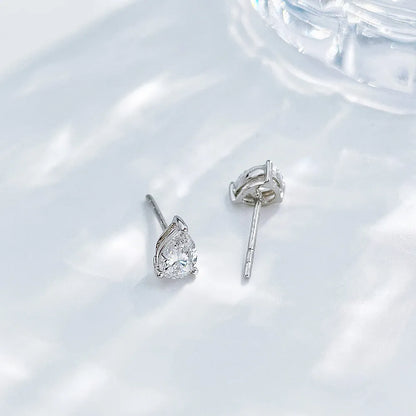 0.67 ctw Minimalist Three-Prong Pear-Cut Lab-Grown Diamond Drop Earrings in PT950 Platinum