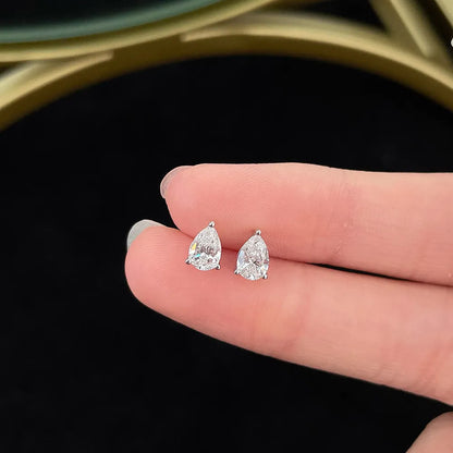 0.67 ctw Minimalist Three-Prong Pear-Cut Lab-Grown Diamond Drop Earrings in PT950 Platinum