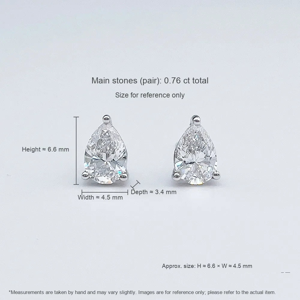 0.67 ctw Minimalist Three-Prong Pear-Cut Lab-Grown Diamond Drop Earrings in PT950 Platinum