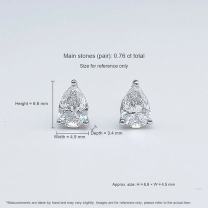 0.67 ctw Minimalist Three-Prong Pear-Cut Lab-Grown Diamond Drop Earrings in PT950 Platinum
