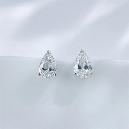 0.31 ctw Minimalist Three-Prong Pear-Cut Lab-Grown Diamond Drop Earrings in 18K White Gold