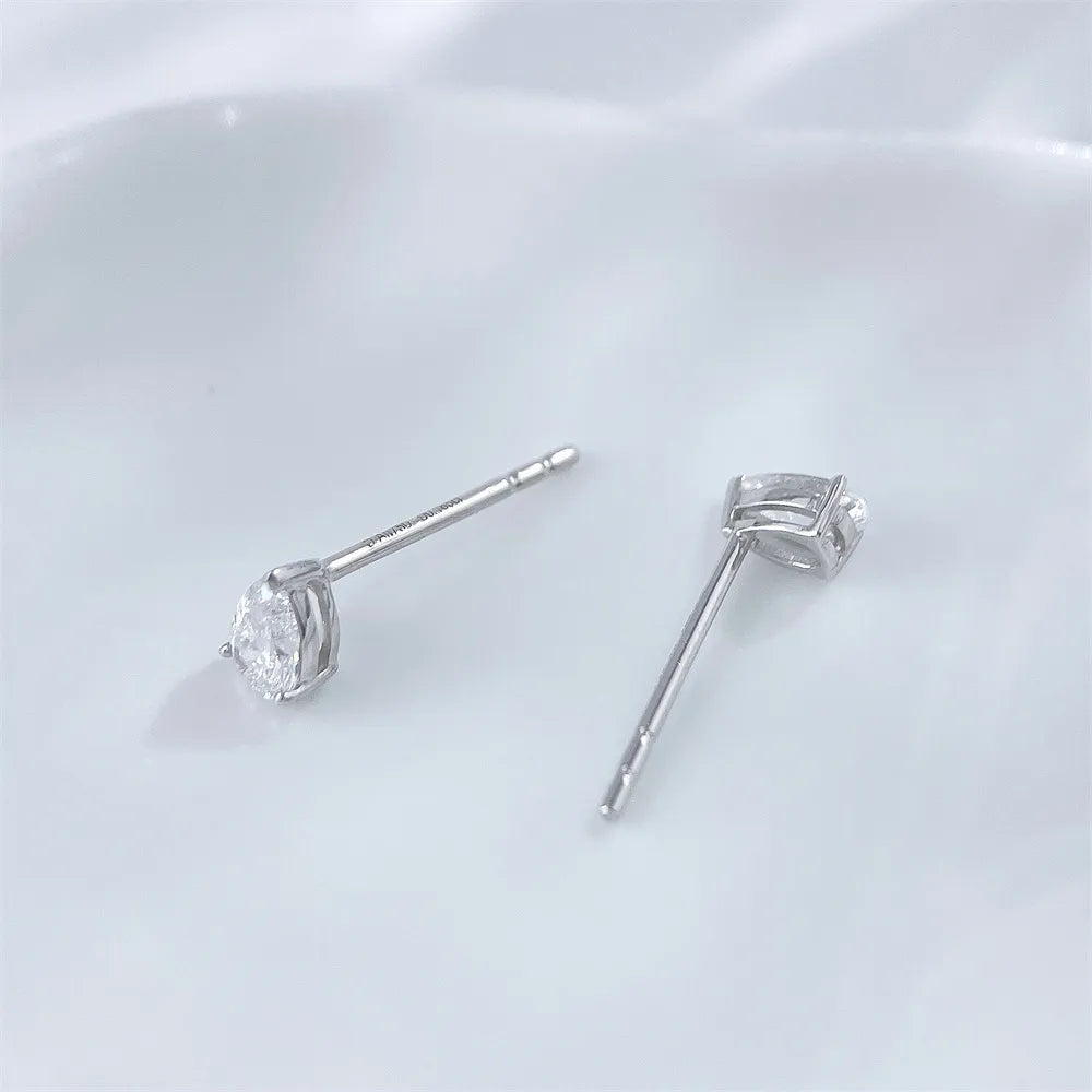 0.31 ctw Minimalist Three-Prong Pear-Cut Lab-Grown Diamond Drop Earrings in 18K White Gold