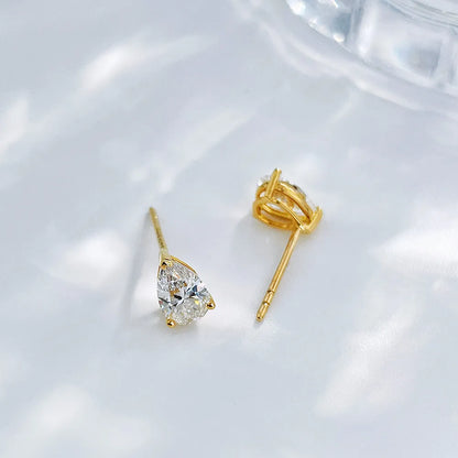 1.02 ctw Minimalist Three-Prong Pear-Cut Lab-Grown Diamond Drop Earrings in 18K Yellow Gold