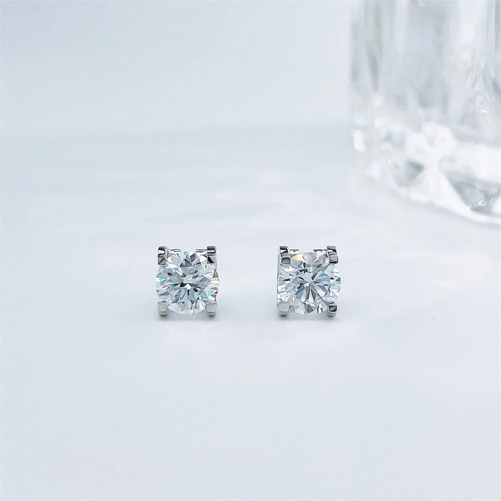 1.05 ctw Minimalist Cathedral Princess-Cut Lab-Grown Diamond Stud Earrings in 18K White Gold