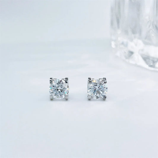 1.05 ctw Minimalist Cathedral Princess-Cut Lab-Grown Diamond Stud Earrings in 18K White Gold