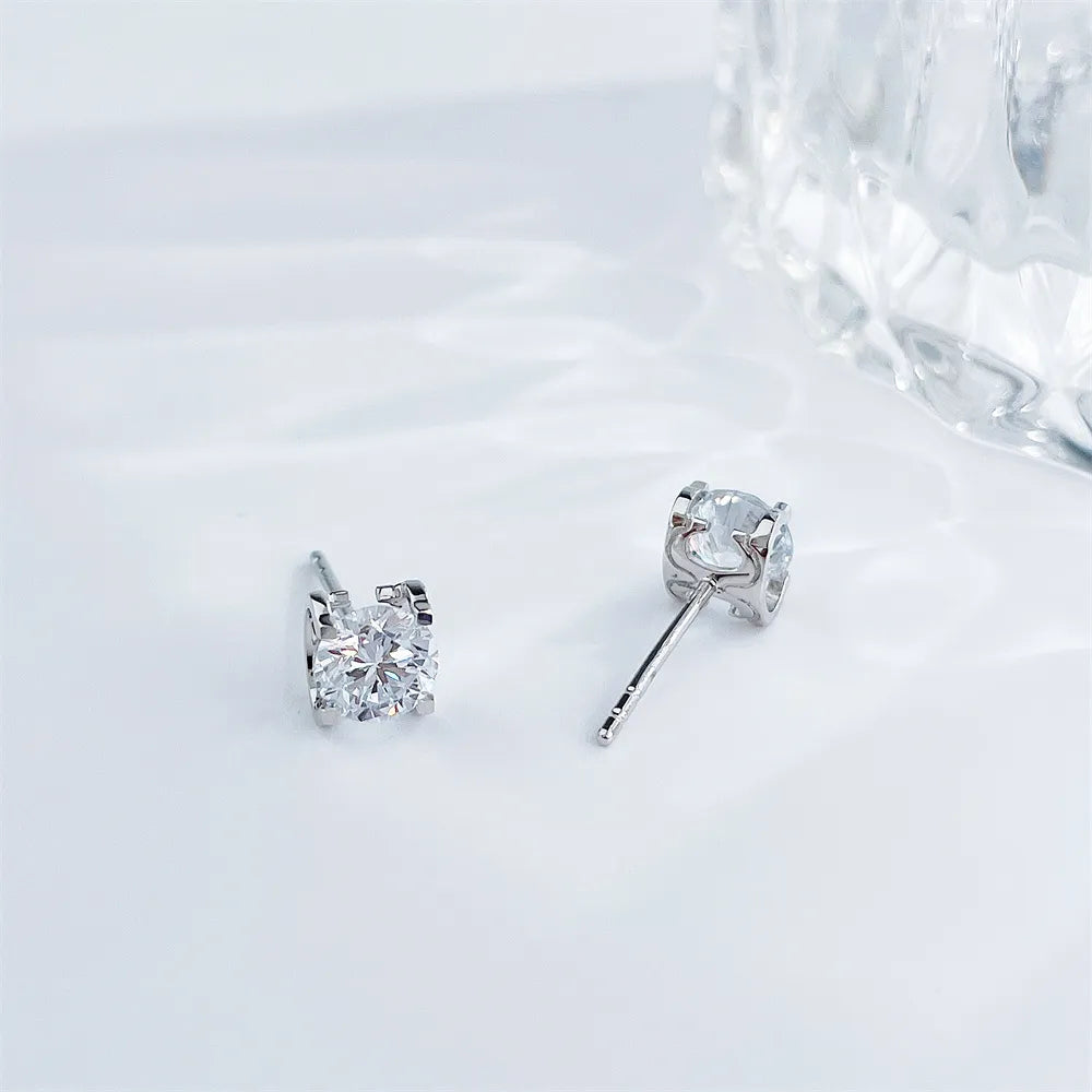 1.05 ctw Minimalist Cathedral Princess-Cut Lab-Grown Diamond Stud Earrings in 18K White Gold