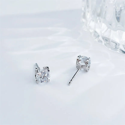 1.05 ctw Minimalist Cathedral Princess-Cut Lab-Grown Diamond Stud Earrings in 18K White Gold