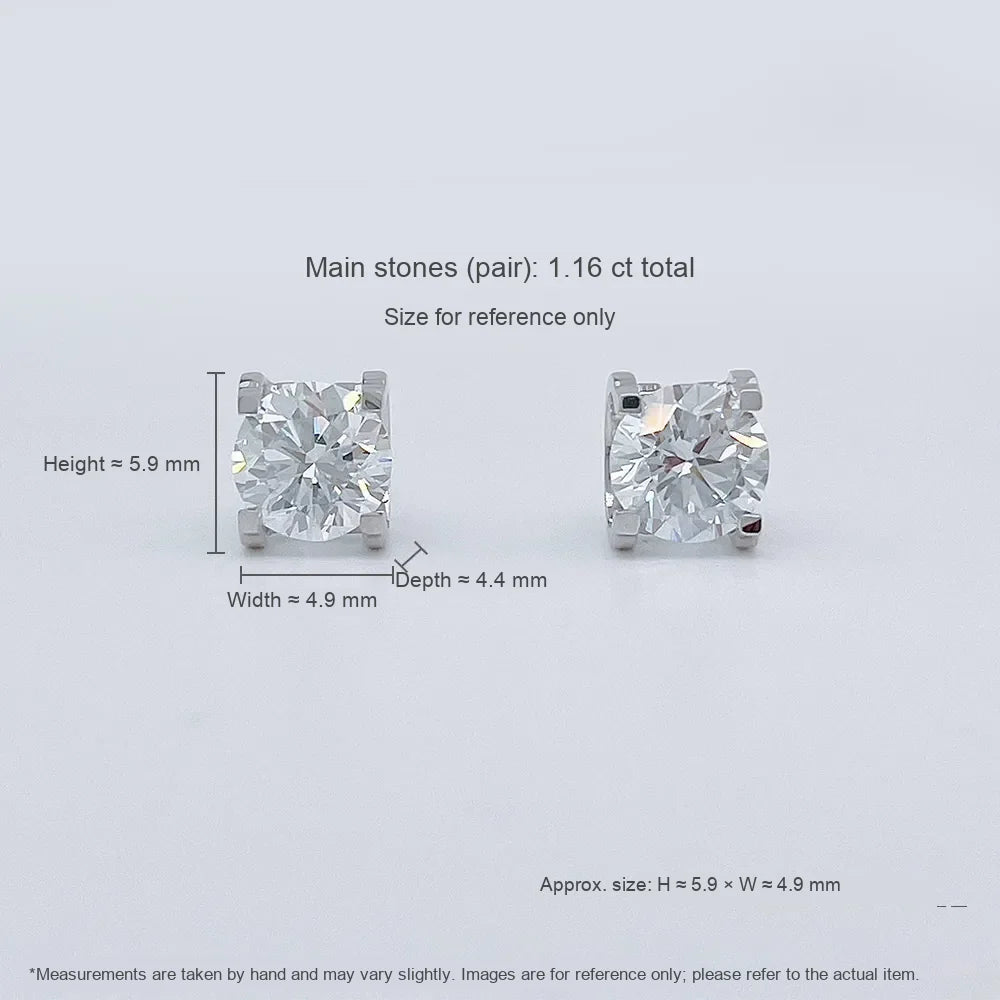 1.05 ctw Minimalist Cathedral Princess-Cut Lab-Grown Diamond Stud Earrings in 18K White Gold