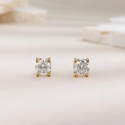 1.04 ctw Classic Round-Cut Lab-Grown Diamond Earrings in 18K Yellow Gold