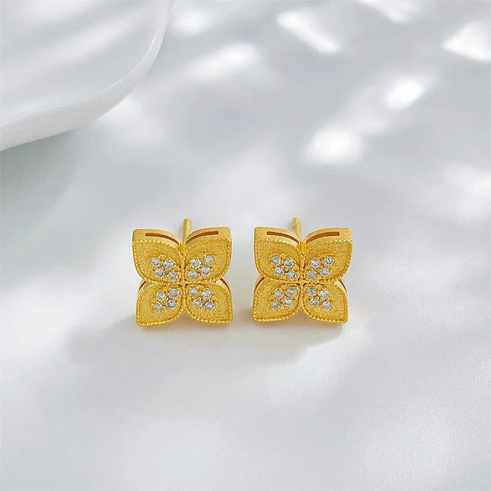 0.16 ctw Four-Leaf Clover Round-Cut Lab-Grown Diamond Stud Earrings in 925 Sterling Silver