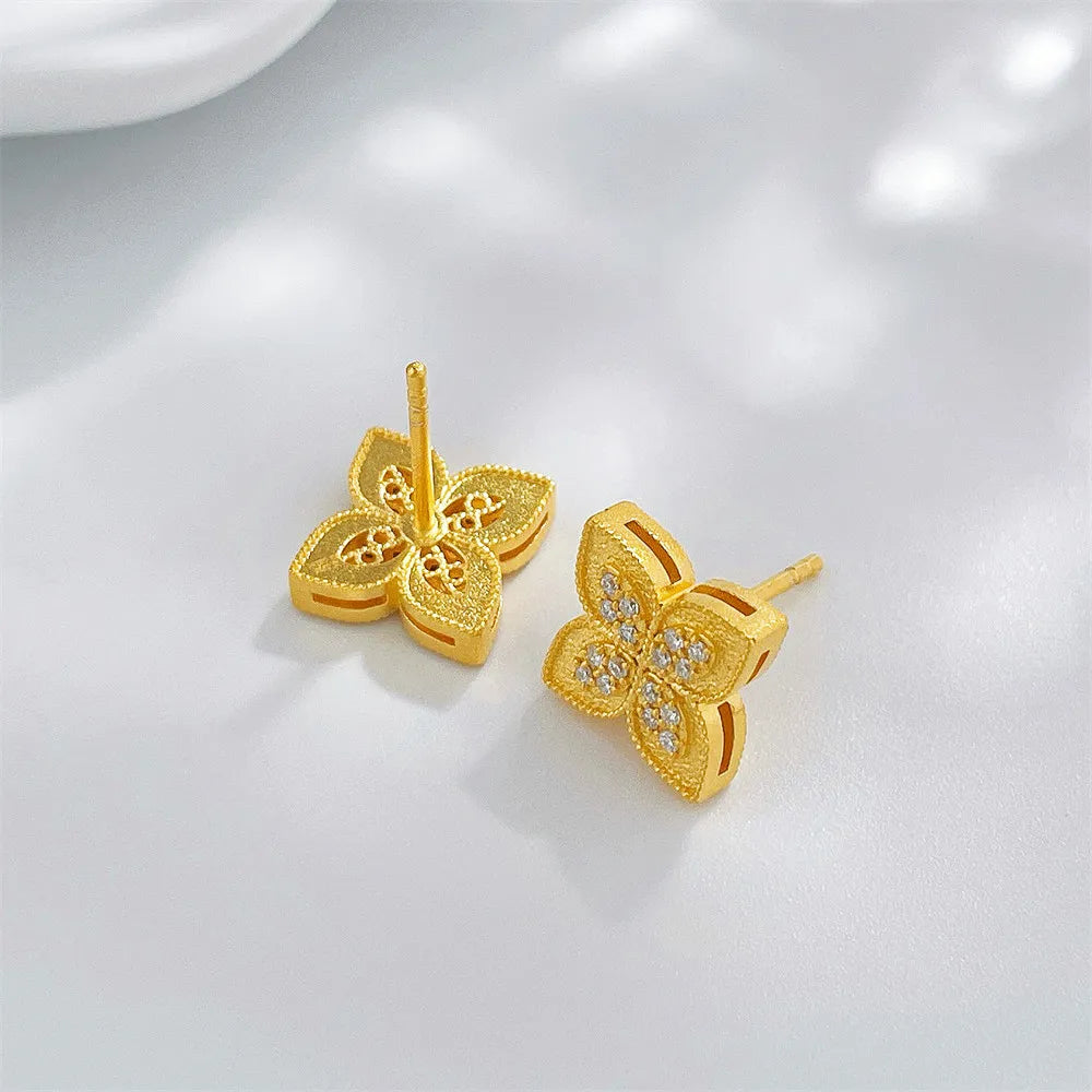 0.16 ctw Four-Leaf Clover Round-Cut Lab-Grown Diamond Stud Earrings in 925 Sterling Silver