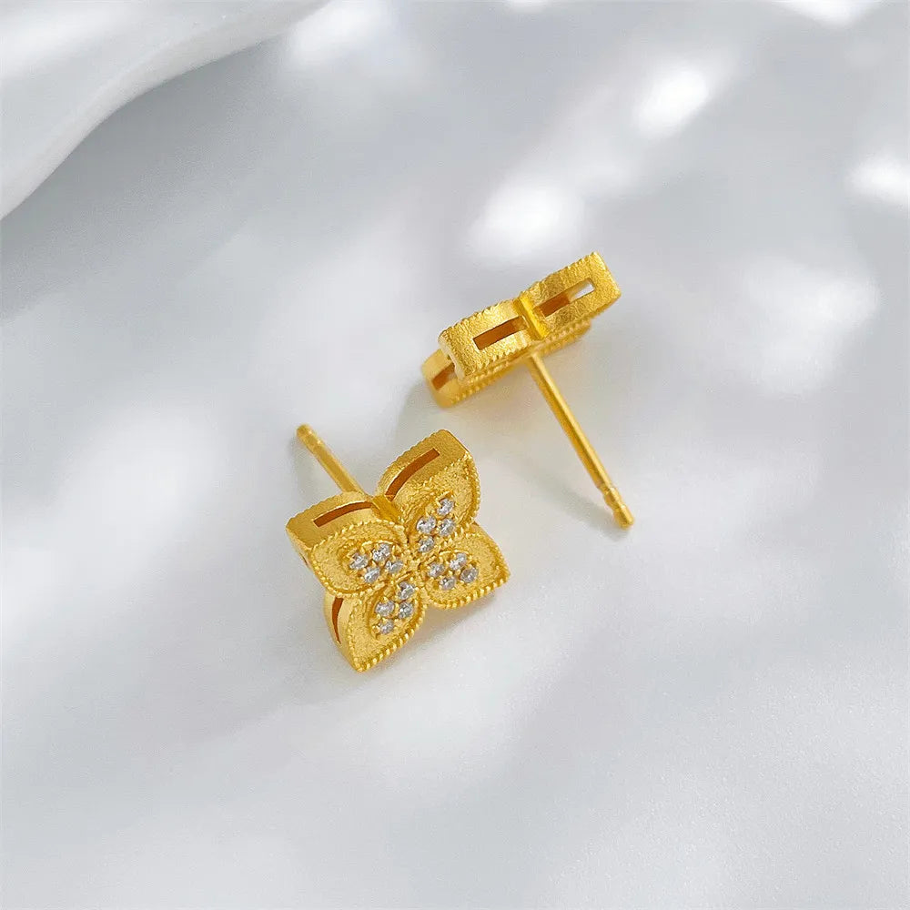 0.16 ctw Four-Leaf Clover Round-Cut Lab-Grown Diamond Stud Earrings in 925 Sterling Silver