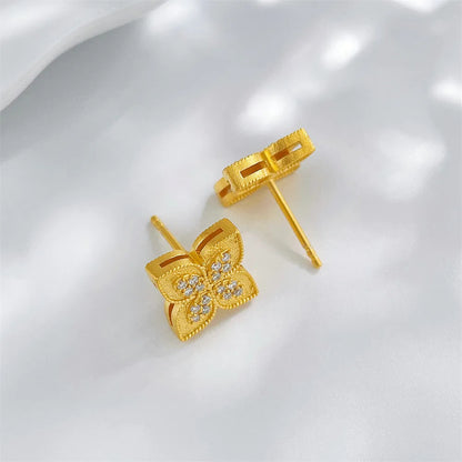 0.16 ctw Four-Leaf Clover Round-Cut Lab-Grown Diamond Stud Earrings in 925 Sterling Silver