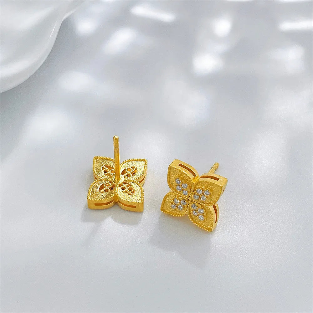 0.16 ctw Four-Leaf Clover Round-Cut Lab-Grown Diamond Stud Earrings in 925 Sterling Silver