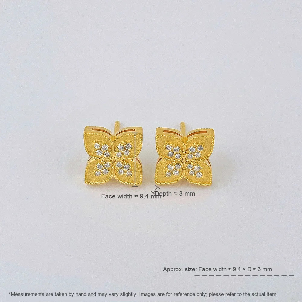 0.16 ctw Four-Leaf Clover Round-Cut Lab-Grown Diamond Stud Earrings in 925 Sterling Silver