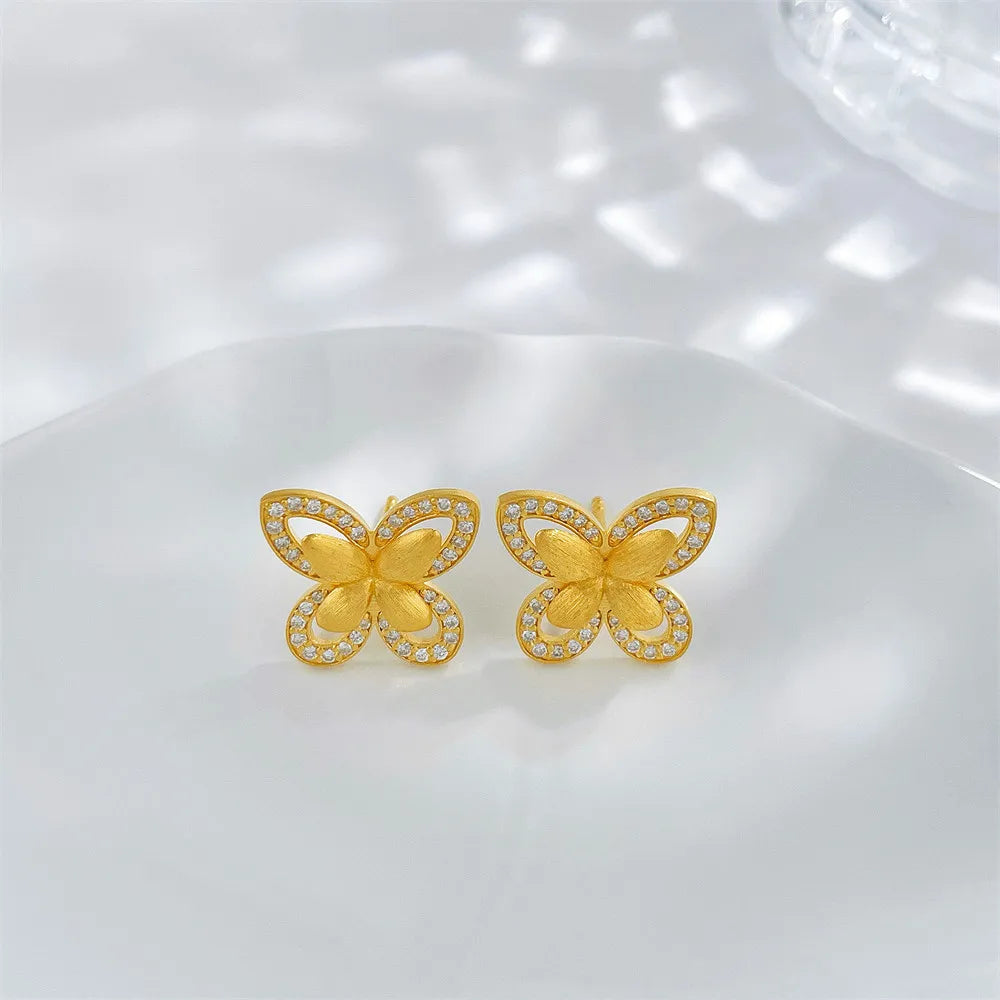 0.36 ctw Butterfly Round-Cut Lab-Grown Diamond Stud Earrings in 925 Sterling Silver