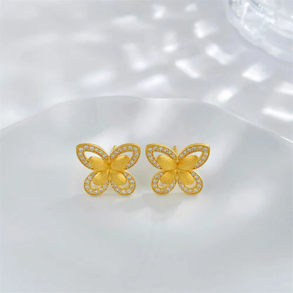 0.36 ctw Butterfly Round-Cut Lab-Grown Diamond Stud Earrings in 925 Sterling Silver