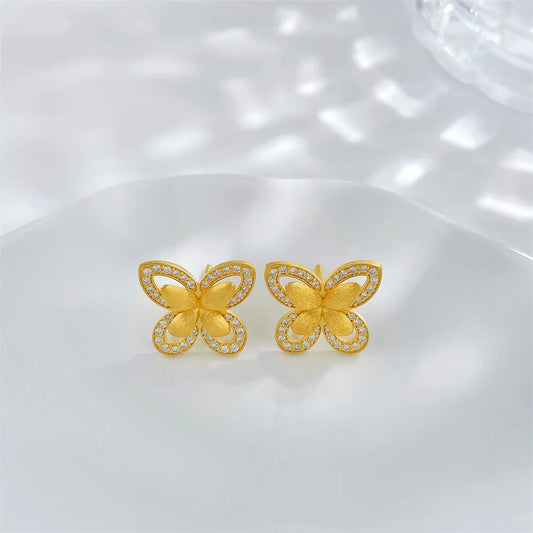 0.36 ctw Butterfly Round-Cut Lab-Grown Diamond Stud Earrings in 925 Sterling Silver