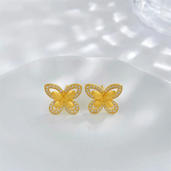 0.36 ctw Butterfly Round-Cut Lab-Grown Diamond Stud Earrings in 925 Sterling Silver