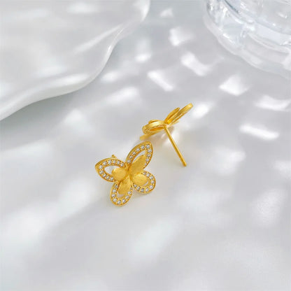 0.36 ctw Butterfly Round-Cut Lab-Grown Diamond Stud Earrings in 925 Sterling Silver