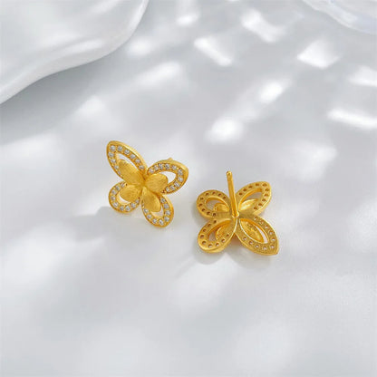 0.36 ctw Butterfly Round-Cut Lab-Grown Diamond Stud Earrings in 925 Sterling Silver
