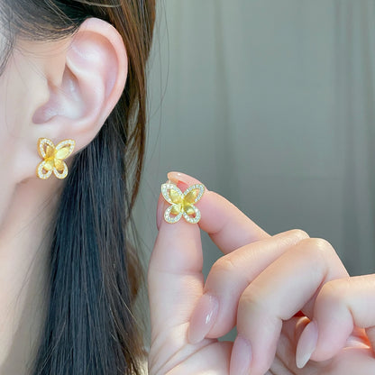 0.36 ctw Butterfly Round-Cut Lab-Grown Diamond Stud Earrings in 925 Sterling Silver