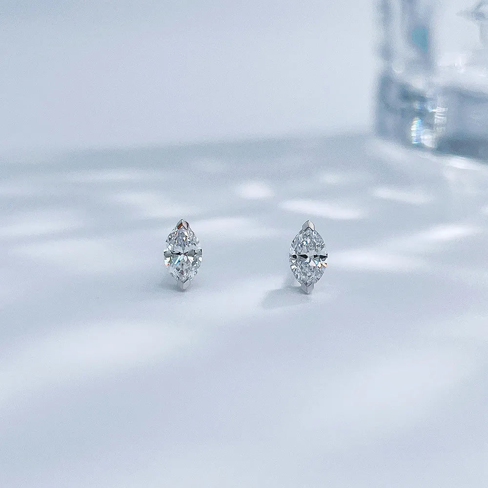 0.64 ctw Celestial Marquise-Cut Lab-Grown Diamond Stud Earrings in 18K White Gold