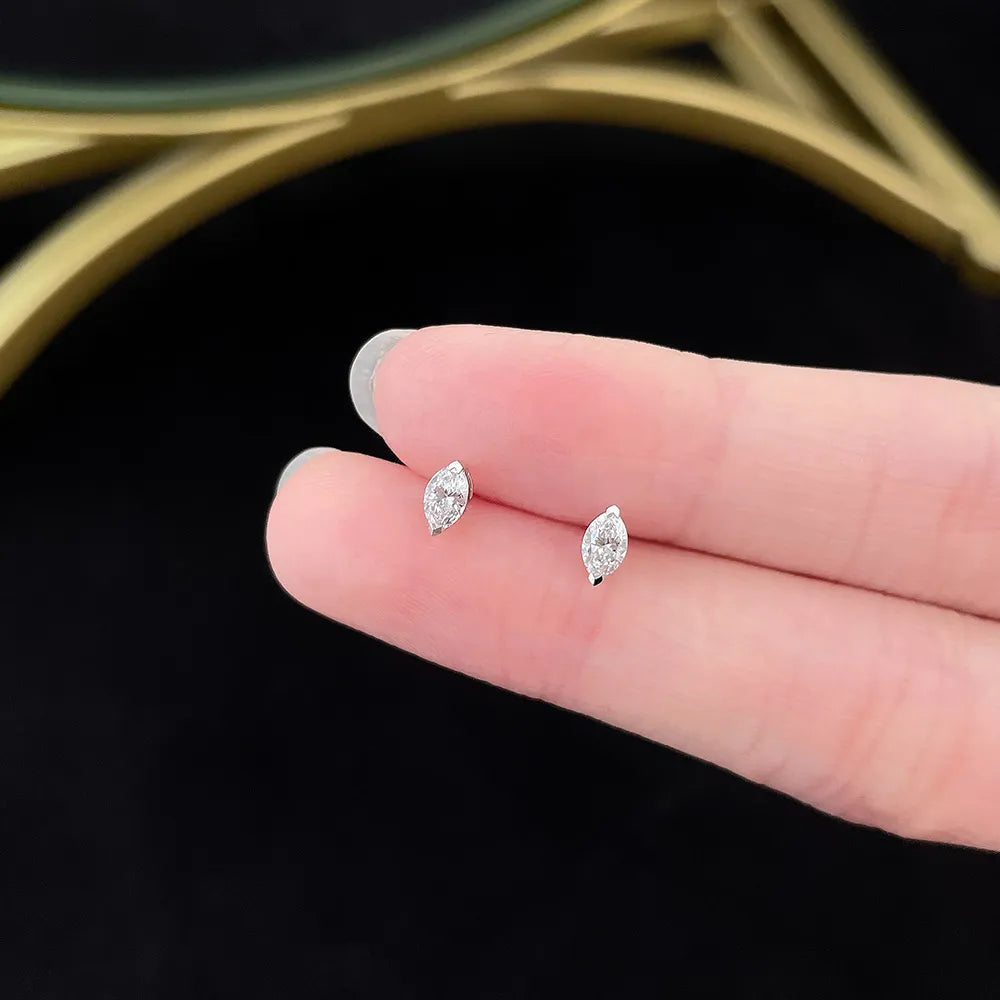 0.64 ctw Celestial Marquise-Cut Lab-Grown Diamond Stud Earrings in 18K White Gold