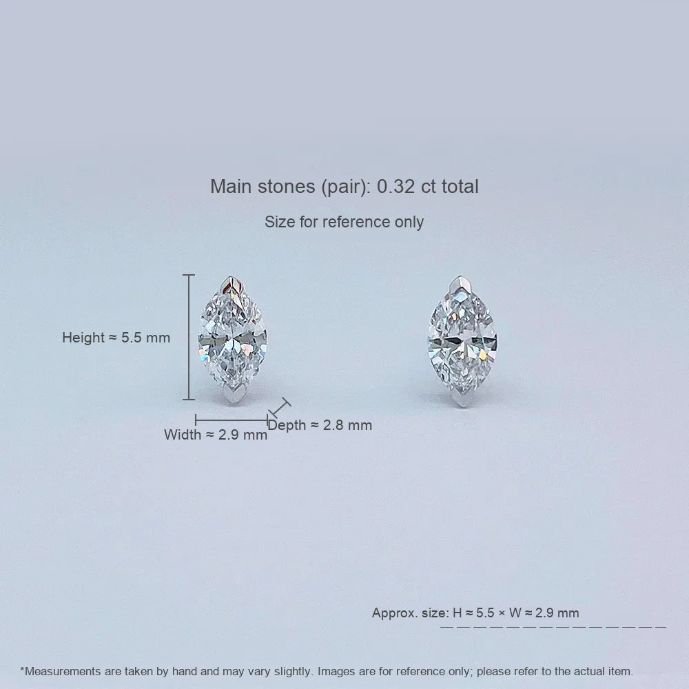 0.64 ctw Celestial Marquise-Cut Lab-Grown Diamond Stud Earrings in 18K White Gold