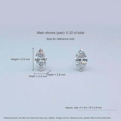 0.64 ctw Celestial Marquise-Cut Lab-Grown Diamond Stud Earrings in 18K White Gold